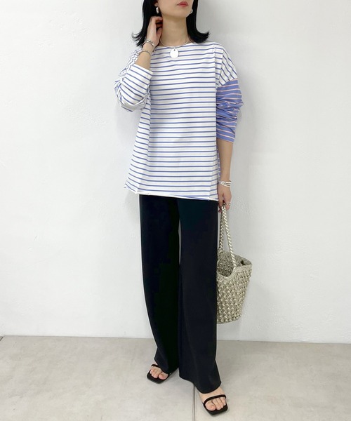 SHENERY（シーナリー）の「クレイジーパターンボーダーカットソー（Tシャツ/カットソー・レディース・グリーン/ブルー・FREE）」の10枚目の写真