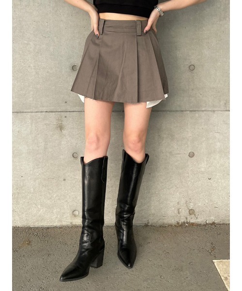 ENVYM（アンビー）の「ローウエストプリーツSK（スカート・レディース・ベージュ/グレー/ブラック・SMALL/MEDIUM）」の19枚目の写真