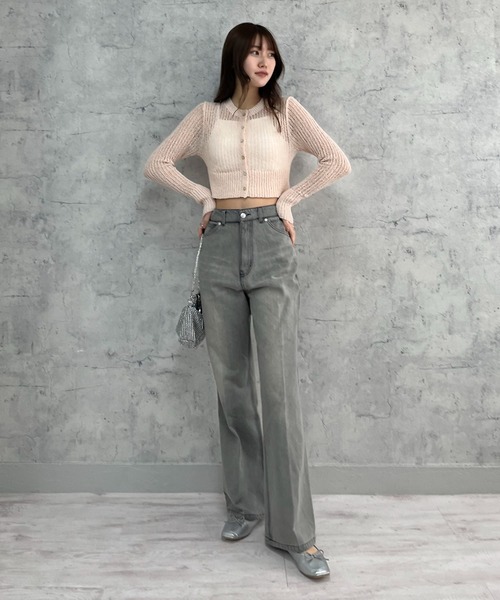 EPIMI E'PIMMY（エピミエピミー）の「センタープレスセミフレアデニム（デニムパンツ・レディース・ネイビー/ブラック/グレー/ブルー・SMALL/MEDIUM）」の6枚目の写真