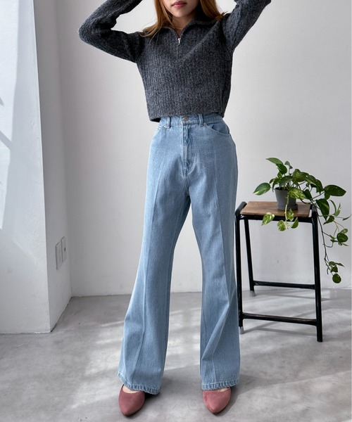 EPIMI E'PIMMY（エピミエピミー）の「センタープレスセミフレアデニム（デニムパンツ・レディース・ネイビー/ブラック/グレー/ブルー・SMALL/MEDIUM）」の14枚目の写真