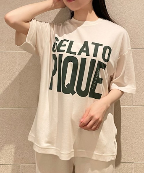 gelato pique(ジェラートピケ)の「【UNISEX】ワンポイントBIGロゴプルオーバー(Tシャツ/カットソー・レディース・ダークグレー/アイボリー・S-M/M-L)」の1枚目の写真
