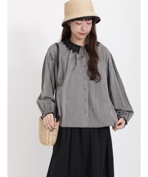 Samansa Mos2 | ダブルガーゼ襟レースブラウス(シャツ/ブラウス)