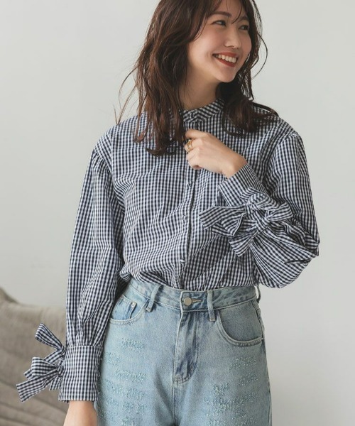 DONOBAN(ドノバン)の「袖リボンブラウス(シャツ/ブラウス・レディース・ブルー系その他/ブルー系その他2/ホワイト/ストライプ/グレイッシュベージュ/ピンク系その他・FREE)」の5枚目の写真