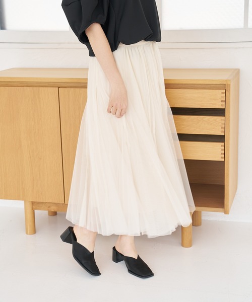 a:mure(アミュール)の「チュールスカート(スカート・レディース・ブラック/ホワイト・F)」の3枚目の写真