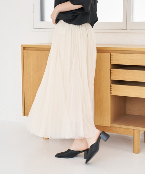 a:mure(アミュール)の「チュールスカート(スカート・レディース・ブラック/ホワイト・F)」の4枚目の写真