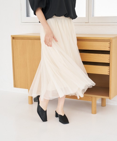 a:mure(アミュール)の「チュールスカート(スカート・レディース・ブラック/ホワイト・F)」の6枚目の写真