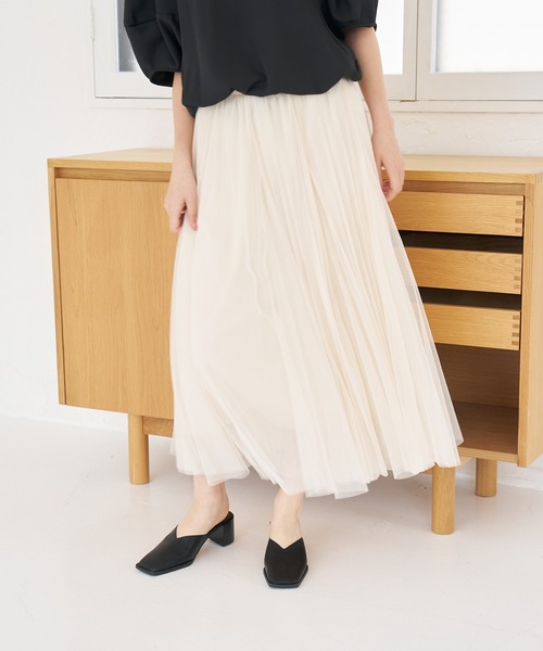 a:mure(アミュール)の「チュールスカート(スカート・レディース・ブラック/ホワイト・F)」の8枚目の写真