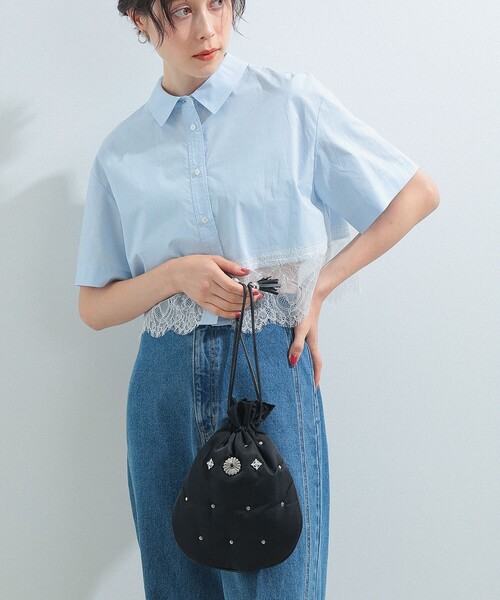 CONTROL FREAK / CTFK（コントロールフリーク）の「CONTROL FREAK / スタッズ コンチョ 巾着 バッグ（ハンドバッグ・レディース・ブラック/オリーブ・ONE SIZE）」の4枚目の写真