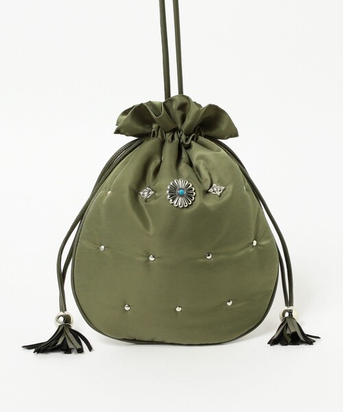 CONTROL FREAK / CTFK（コントロールフリーク）の「CONTROL FREAK / スタッズ コンチョ 巾着 バッグ（ハンドバッグ・レディース・ブラック/オリーブ・ONE SIZE）」の10枚目の写真