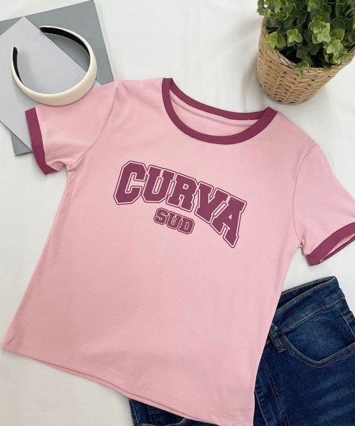 SPIGA（スピーガ）の「CURVAﾛｺﾞﾌﾟﾘﾝﾄTｼｬﾂ（Tシャツ/カットソー・レディース・ホワイト/ブラック/カーキ/ピンク・FREE）」の4枚目の写真