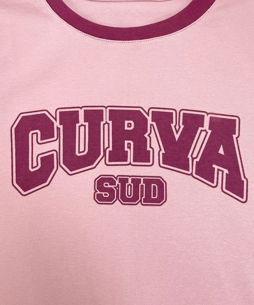 SPIGA（スピーガ）の「CURVAﾛｺﾞﾌﾟﾘﾝﾄTｼｬﾂ（Tシャツ/カットソー・レディース・ホワイト/ブラック/カーキ/ピンク・FREE）」の9枚目の写真