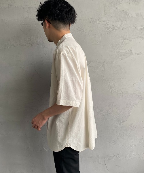DANTON（ダントン）の「[DANTON/ダントン] コットンリネン ショートスリーブバンドカラーシャツ(無地)（シャツ/ブラウス・レディース・チャコールグレー/アイボリー/ベージュ/サックスブルー・38/42/40）」の19枚目の写真