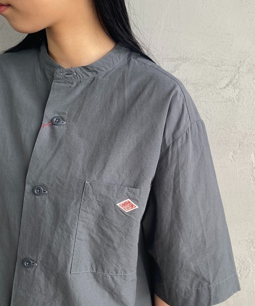 DANTON（ダントン）の「[DANTON/ダントン] コットンリネン ショートスリーブバンドカラーシャツ(無地)（シャツ/ブラウス・レディース・チャコールグレー/アイボリー/ベージュ/サックスブルー・38/42/40）」の21枚目の写真