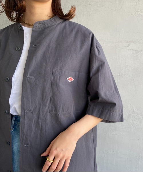 DANTON（ダントン）の「[DANTON/ダントン] コットンリネン ショートスリーブバンドカラーシャツ(無地)（シャツ/ブラウス・レディース・チャコールグレー/アイボリー/ベージュ/サックスブルー・38/42/40）」の20枚目の写真
