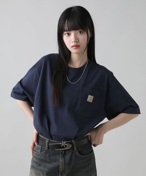 オーバーサイズ★ カーハート ワークシャツ ワンポイントロゴ 90s ゆるだぼ carhartt - カーハート☆デニムシャツ 古着ゆるだぼ ワーク