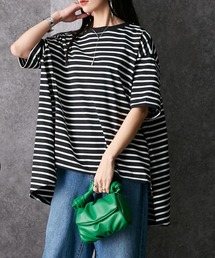 ゆったりサイズバックフレアボーダーＴシャツ ［Soiunique］