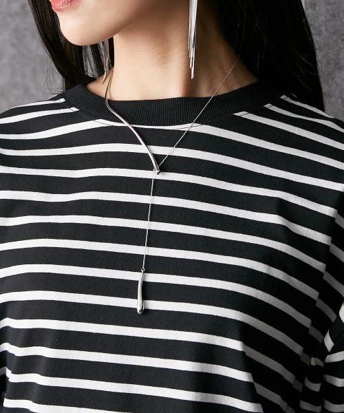 Soiunique（スワユニーク）の「ゆったりサイズバックフレアボーダーＴシャツ ［Soiunique］（Tシャツ/カットソー・レディース・ホワイト×ネイビー/ブラック×ホワイト/ホワイト×ブルー/ホワイト×グリーン・M/L）」の22枚目の写真