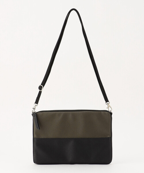 COMME　CA COMMUNE（コムサコミューン）の「★雑誌掲載商品★ フェイクレザー バイカラー スクエアーショルダーバッグ（ショルダーバッグ・メンズ・ネイビー/ブラック×グレー/オリーブ/オリーブ×ブラック・FREE）」の3枚目の写真