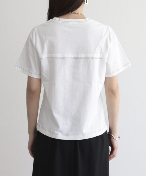 fredy emue(フレディエミュ)の「ステッチデザインTシャツ(Tシャツ/カットソー・レディース・イエロー/オフホワイト/チャコールグレー・38)」の6枚目の写真