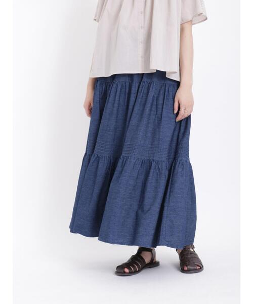 Samansa Mos2(サマンサ モスモス)の「デニムティアードスカート(スカート・レディース・ネイビー・F)」の2枚目の写真