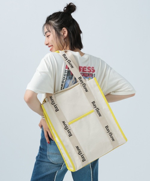 BAYFLOW(ベイフロー)の「オトナカツロゴテープトート(トートバッグ・レディース・オレンジ/ラベンダー/イエロー/ピンク/ホワイト/グリーン/レッド/ブラック/ブルー・FREE)」の7枚目の写真