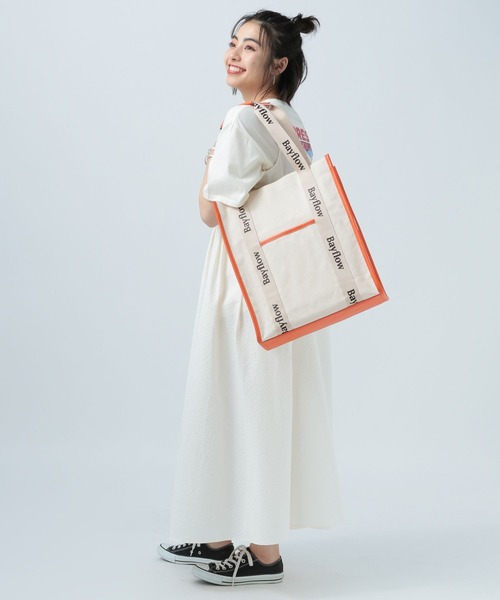 BAYFLOW(ベイフロー)の「オトナカツロゴテープトート(トートバッグ・レディース・オレンジ/ラベンダー/イエロー/ピンク/ホワイト/グリーン/レッド/ブラック/ブルー・FREE)」の14枚目の写真