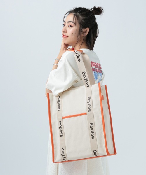 BAYFLOW(ベイフロー)の「オトナカツロゴテープトート(トートバッグ・レディース・オレンジ/ラベンダー/イエロー/ピンク/ホワイト/グリーン/レッド/ブラック/ブルー・FREE)」の20枚目の写真