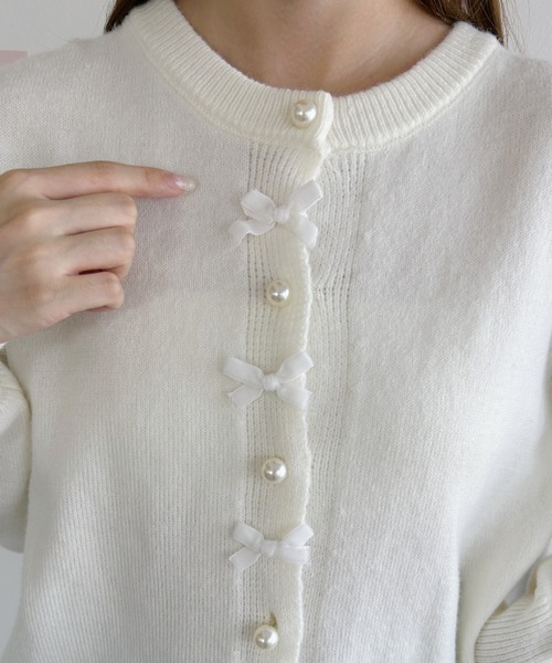 美品✨パール付き Rene 34 カーディガン 白 ボレロ ルネ 襟付き