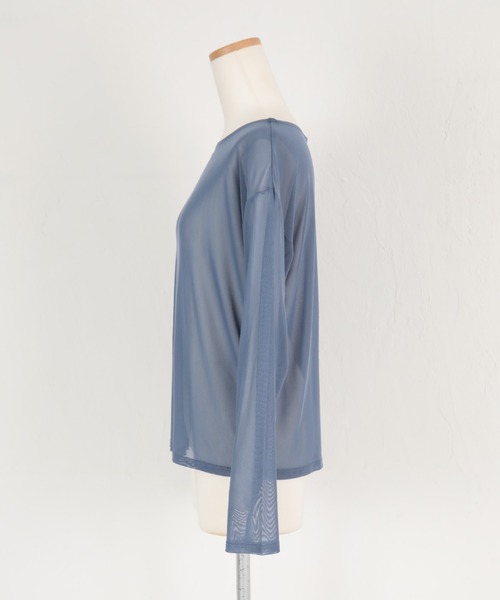 UR'S（ユアーズ）の「シアーボートネックプルオーバー（Tシャツ/カットソー・レディース・ブルー/ブラック/クリーム/ホワイト/チャコール/ネイビー/ピンク・M/S/L）」の18枚目の写真