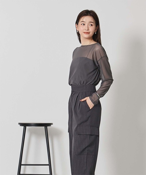 UR'S（ユアーズ）の「シアーボートネックプルオーバー（Tシャツ/カットソー・レディース・ブルー/ブラック/クリーム/ホワイト/チャコール/ネイビー/ピンク・M/S/L）」の20枚目の写真