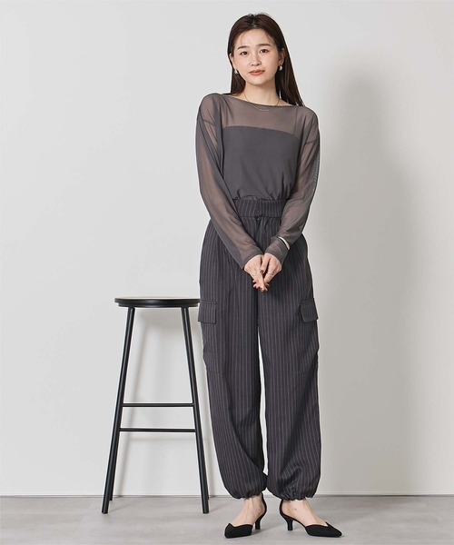 UR'S（ユアーズ）の「シアーボートネックプルオーバー（Tシャツ/カットソー・レディース・ブルー/ブラック/クリーム/ホワイト/チャコール/ネイビー/ピンク・M/S/L）」の21枚目の写真