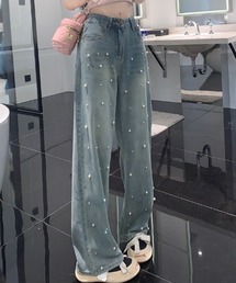 パール付デニムパンツ