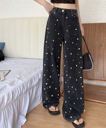 パール付デニムパンツ