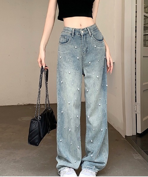 SHEENA（シーナ）の「パール付デニムパンツ（デニムパンツ・レディース・サックスブルー/ブルー/ブラック・S/M/L/XL/XXL）」の21枚目の写真