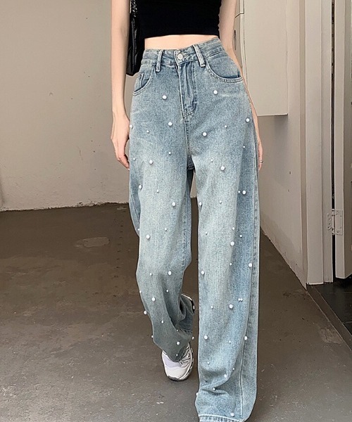 ジバンシィ パンツに デニム パール ミュール サンダル 関送無 セール】パール付デニムパンツ（デニムパンツ）｜SHEENA（シーナ