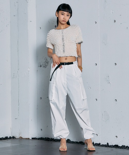 THINGS THAT MATTER（シングス ザット マター）の「THINGS THAT MATTER  VINTAGE TYPEWRITER WORK PANTS（カーゴパンツ・レディース・ラベンダー/イエロー/ブラック/ホワイト・1/2）」の7枚目の写真