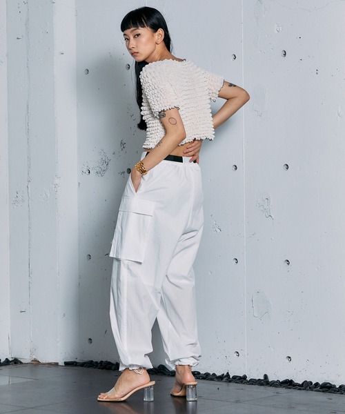 THINGS THAT MATTER（シングス ザット マター）の「THINGS THAT MATTER  VINTAGE TYPEWRITER WORK PANTS（カーゴパンツ・レディース・ラベンダー/イエロー/ブラック/ホワイト・1/2）」の8枚目の写真