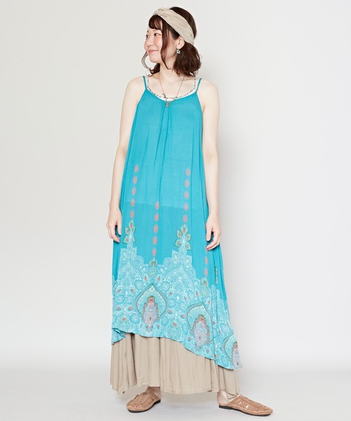 チャイハネ（チャイハネ）の「【チャイハネ】ジュピラキャミワンピース（ワンピース・レディース・ブラック/パープル/ホワイト/オレンジ/ターコイズブルー/イエロー/グリーン/ピンク・FREE）」の4枚目の写真