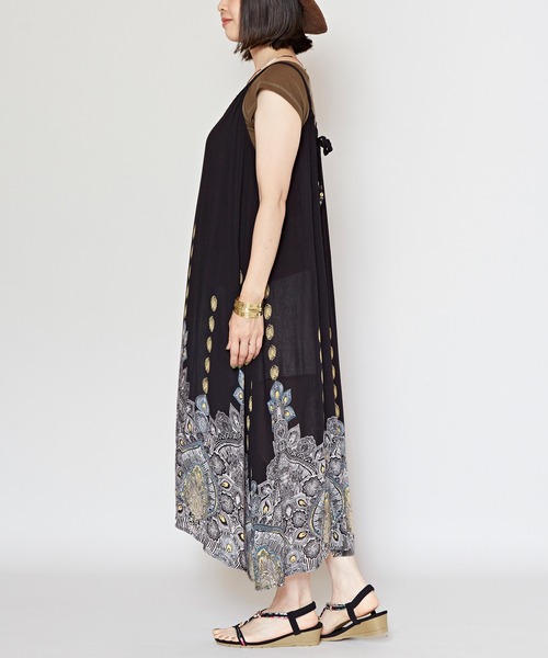 チャイハネ（チャイハネ）の「【チャイハネ】ジュピラキャミワンピース（ワンピース・レディース・ブラック/パープル/ホワイト/オレンジ/ターコイズブルー/イエロー/グリーン/ピンク・FREE）」の9枚目の写真