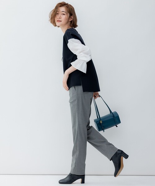23区(ニジュウサンク)の「【洗える】チェックストレッチ テーパードパンツ(その他パンツ・レディース・ダークブラウン系3/ブラック系3・40/42/38/36)」の5枚目の写真