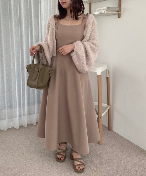 one after another NICE CLAUP（ワンアフターアナザーナイスクラップ）の「バックレースアップフレアキャミワンピース（ワンピース・レディース・ベージュ/ネイビー/ブラック・SMALL/MEDIUM/LARGE）」の10枚目の写真