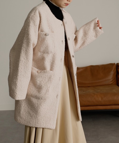 RANAN（ラナン）の「フェイクリングウールミドル丈コート（その他アウター・レディース・アイボリー/ブラック・L/LL/M）」の22枚目の写真