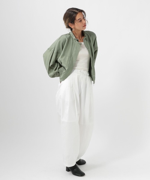 BAYFLOW（ベイフロー）の「シアーシャツブルゾン（ブルゾン・レディース・ダークグリーン/アイボリー/モカ・FREE）」の8枚目の写真