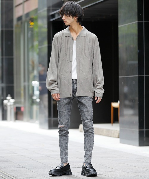 ADMIX/ATELIER SAB MEN（アドミックスアトリエサブメン）の「ジオメトリック ジャガード編み / シャツ ニットカーディガン（カーディガン/ボレロ・メンズ・ダークブルー/ダークベージュ/ブラウン/ブラック・M/L）」の21枚目の写真