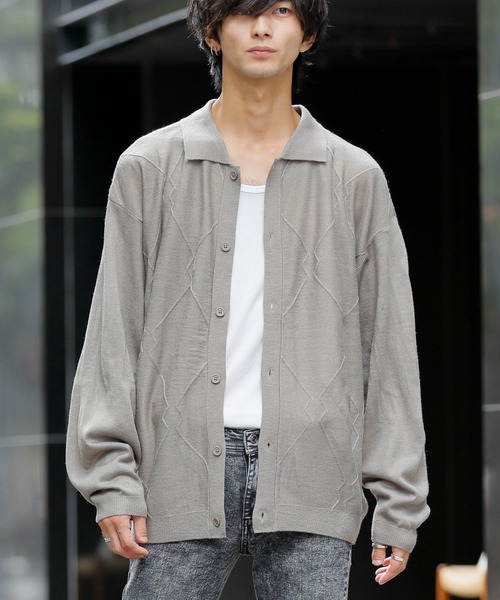 ADMIX/ATELIER SAB MEN（アドミックスアトリエサブメン）の「ジオメトリック ジャガード編み / シャツ ニットカーディガン（カーディガン/ボレロ・メンズ・ダークブルー/ダークベージュ/ブラウン/ブラック・M/L）」の20枚目の写真