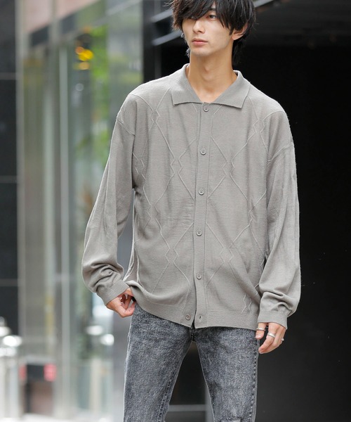 ADMIX/ATELIER SAB MEN（アドミックスアトリエサブメン）の「ジオメトリック ジャガード編み / シャツ ニットカーディガン（カーディガン/ボレロ・メンズ・ダークブルー/ダークベージュ/ブラウン/ブラック・M/L）」の22枚目の写真