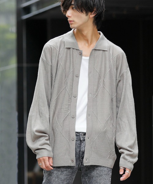ADMIX/ATELIER SAB MEN（アドミックスアトリエサブメン）の「ジオメトリック ジャガード編み / シャツ ニットカーディガン（カーディガン/ボレロ・メンズ・ダークブルー/ダークベージュ/ブラウン/ブラック・M/L）」の17枚目の写真