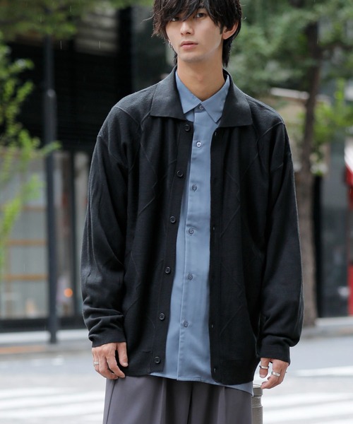 ADMIX/ATELIER SAB MEN（アドミックスアトリエサブメン）の「ジオメトリック ジャガード編み / シャツ ニットカーディガン（カーディガン/ボレロ・メンズ・ダークブルー/ダークベージュ/ブラウン/ブラック・M/L）」の19枚目の写真