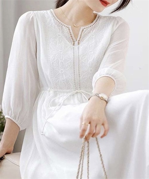 新発売 新商品 セール】フロント刺繍フレアワンピース（ワンピース）｜Dream ワンピース