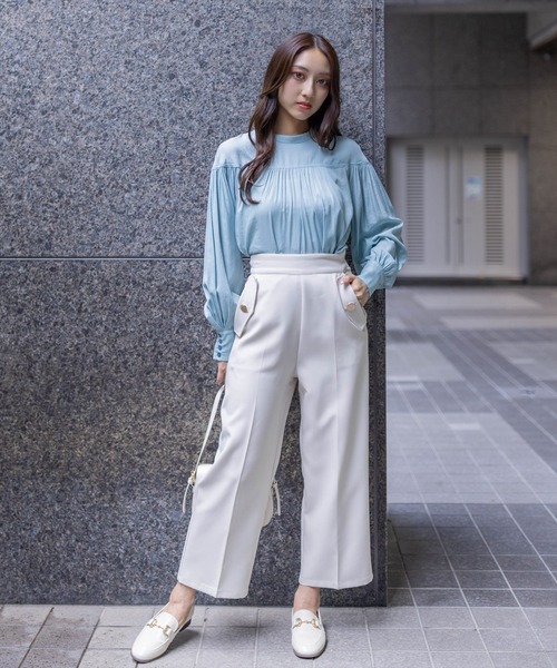 clear（クリア）の「フラップポケット9分丈パンツ[オフィスカジュアル 着回し抜群 大人 カジュアル]≪2024AW≫（スラックス・レディース・アイボリー/ブルー/ブラック・S/M）」の5枚目の写真